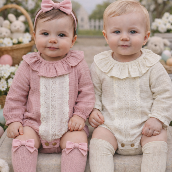 Pelele Bebé Primavera con Encaje Algodón – Clama Brand